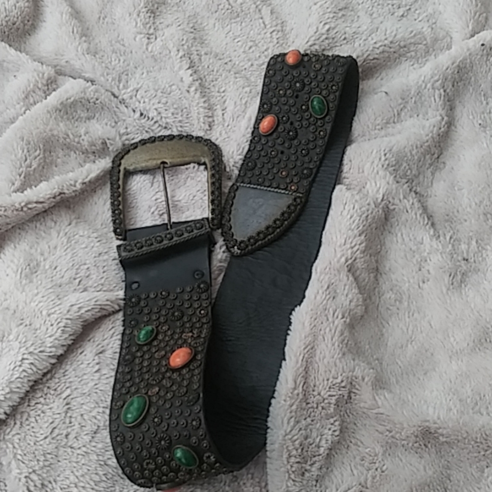 Stunning studded heavy wide leather belt